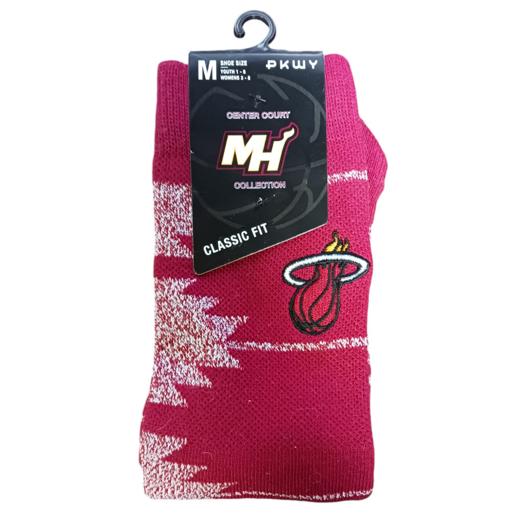 PKWY NBA Miami Heat Center Court Geo Crew Classic Fit Socks Marron Size Medium